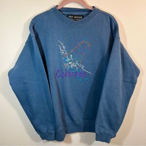 Great American Blue Embroidered Colorado Skier Ski Sweatshirt Medium